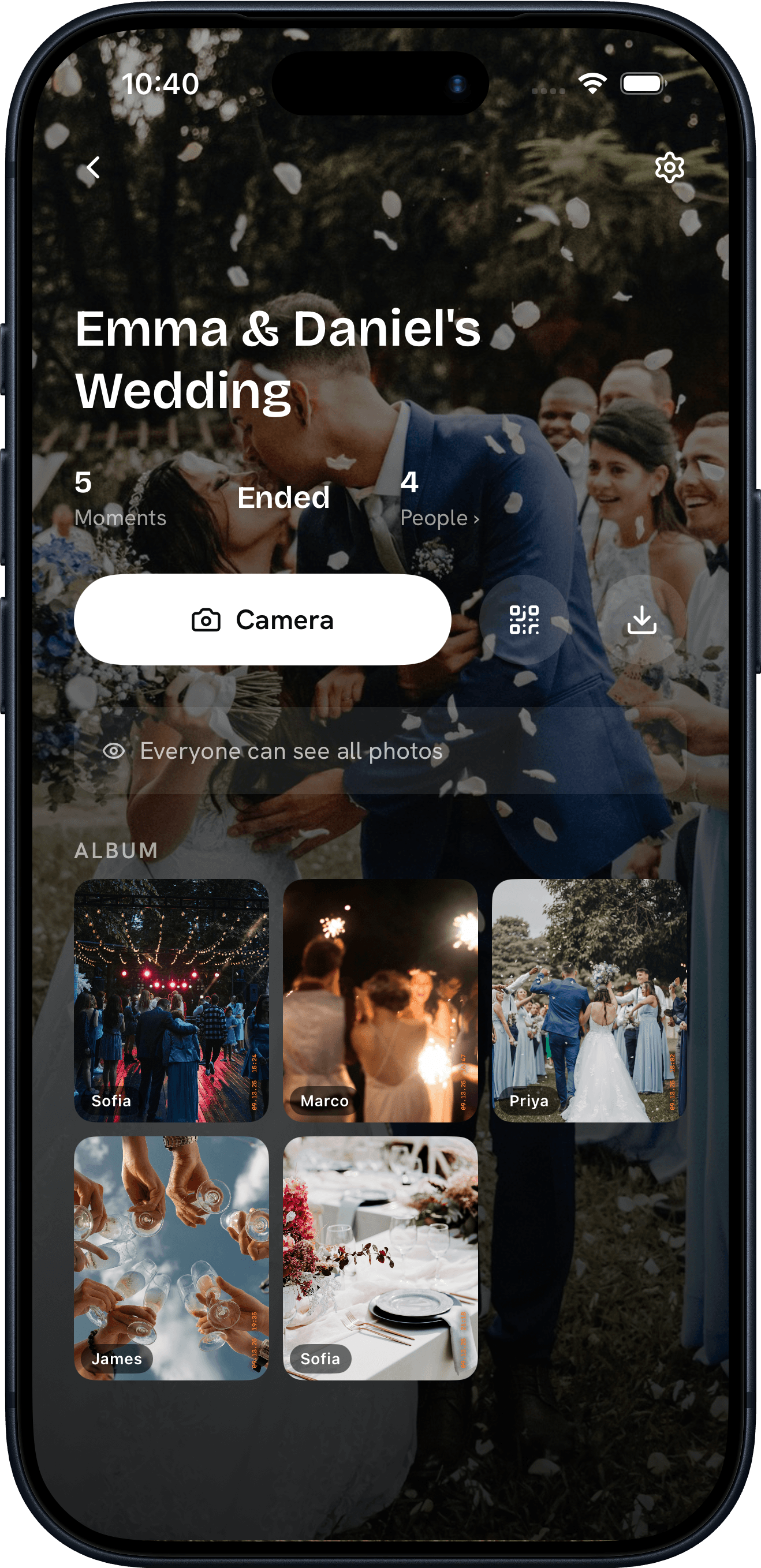 A shared event album in Konfetti Camera