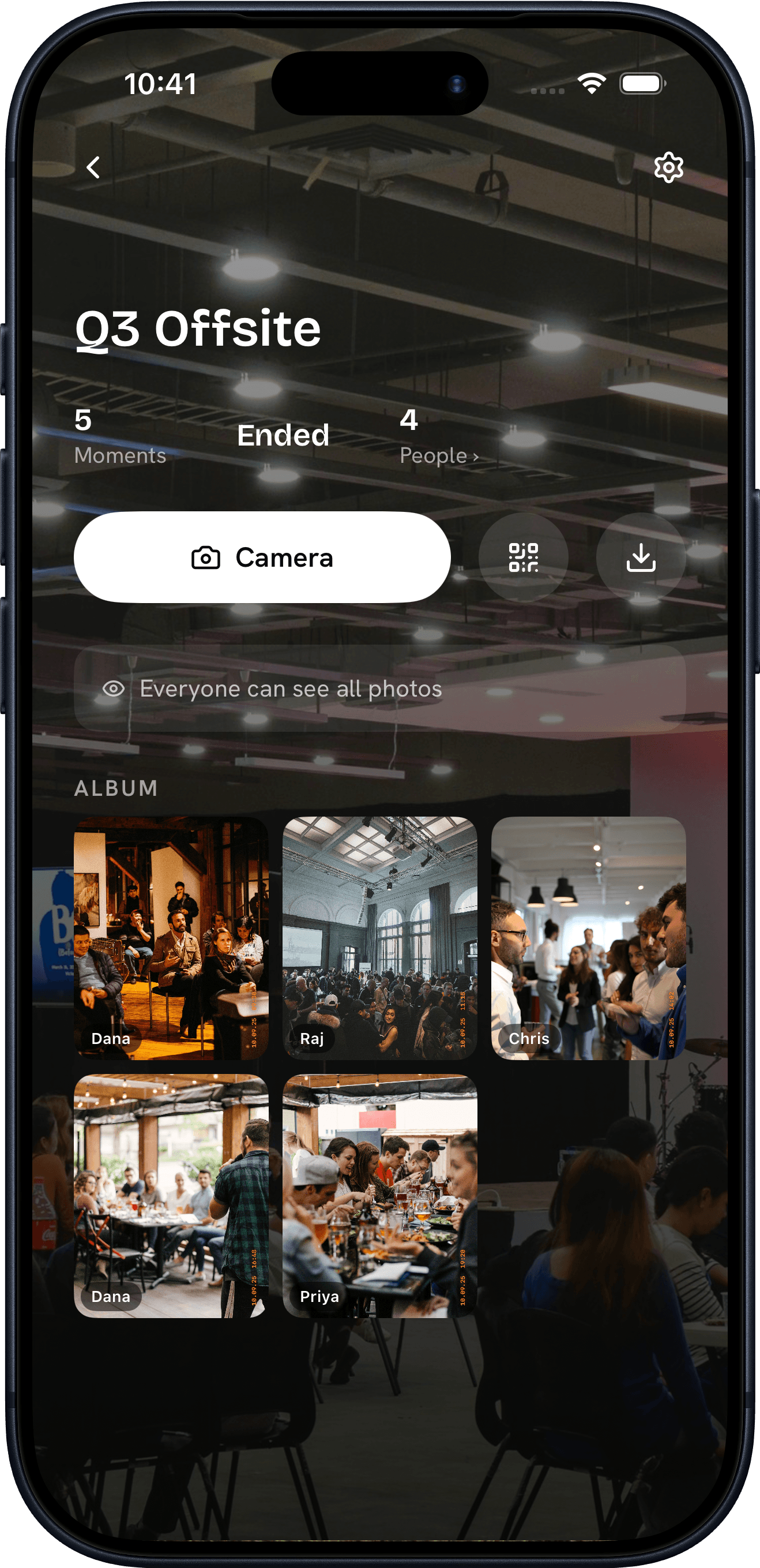 Konfetti Camera showing Q3-Offsite